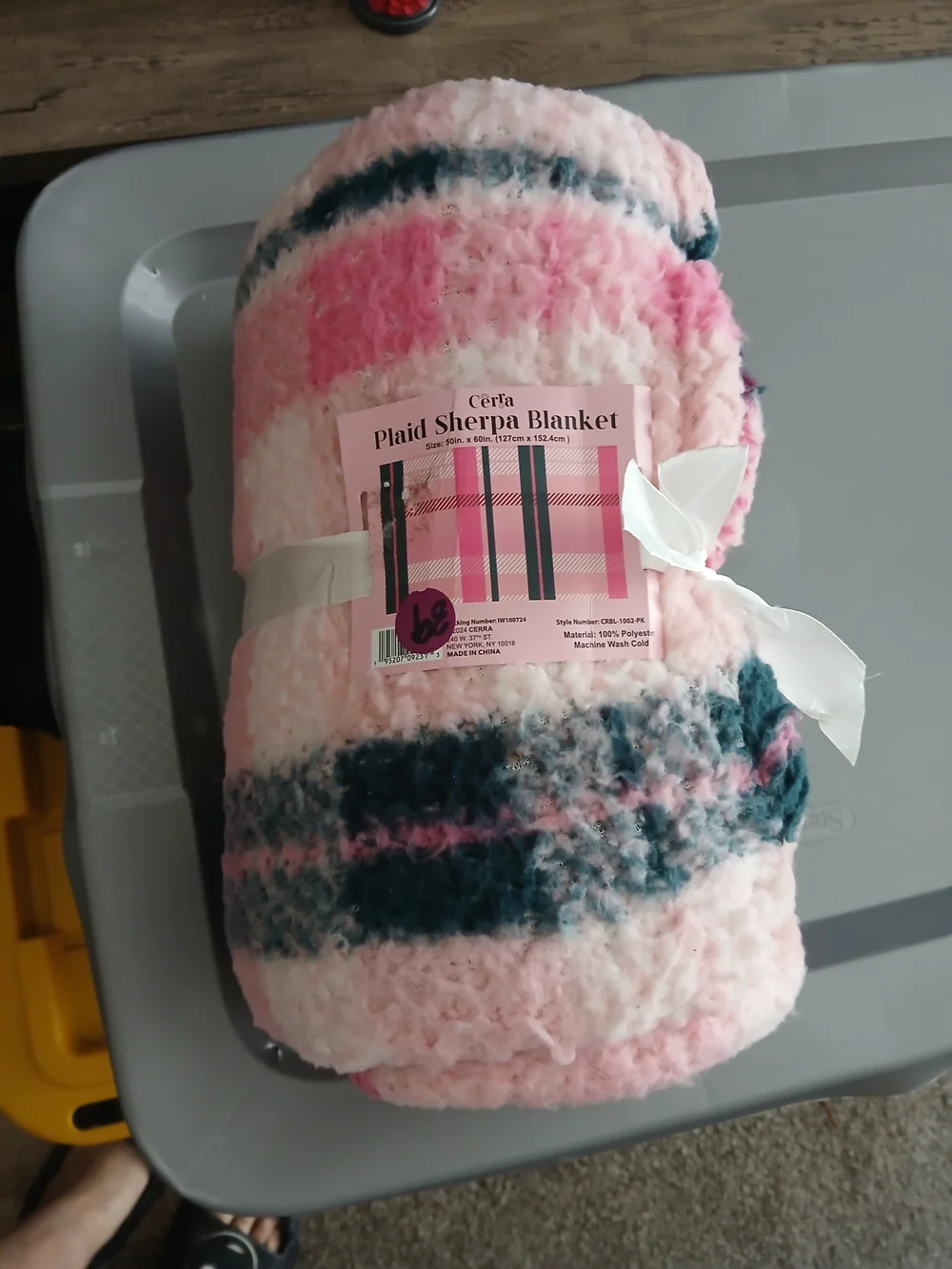 Plaid Sherpa Blanket - Pink & Teal